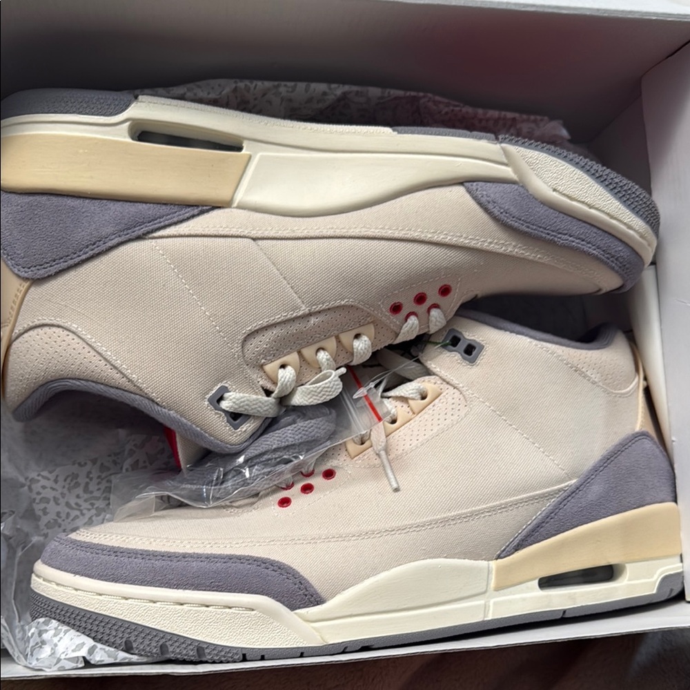 Men's Cream and Gray Sneakers